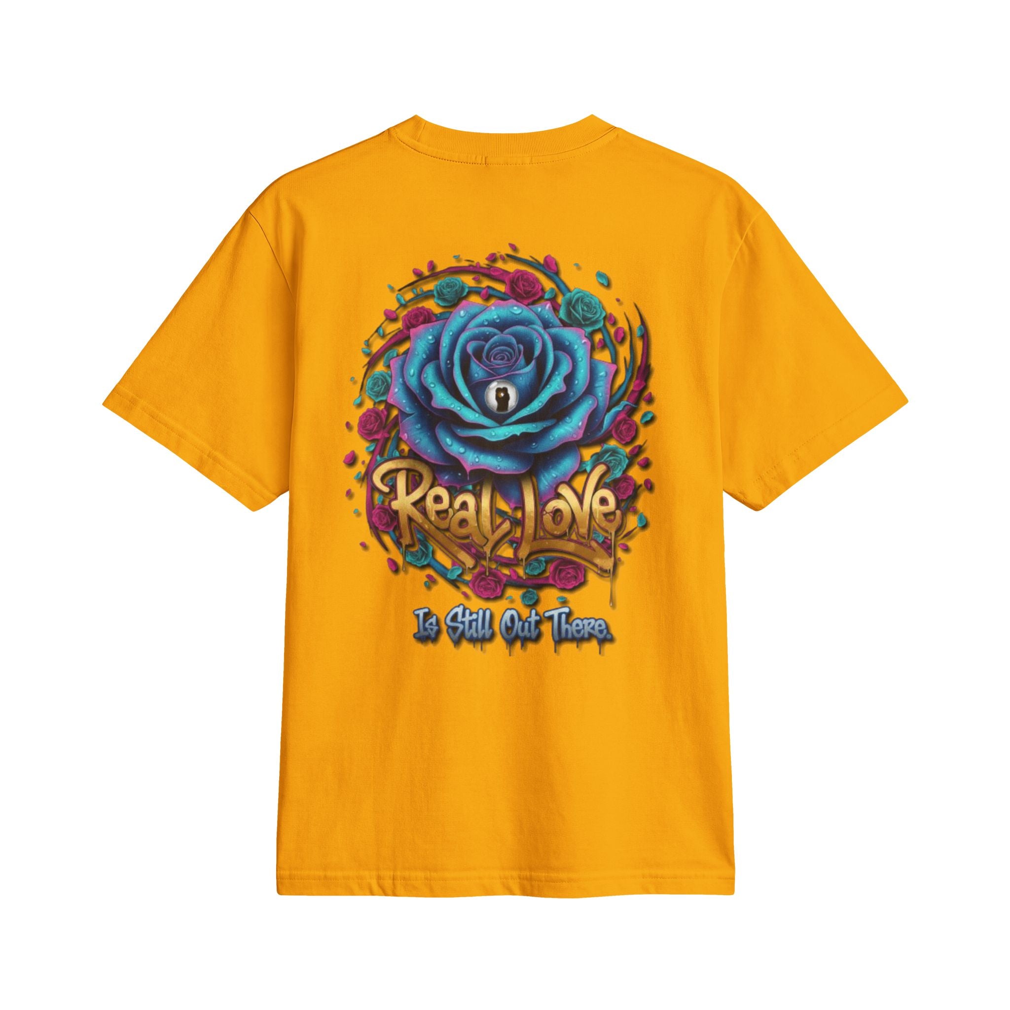 Graphic T-Shirt — 'Real Love' Blue Rose Street Art Tee