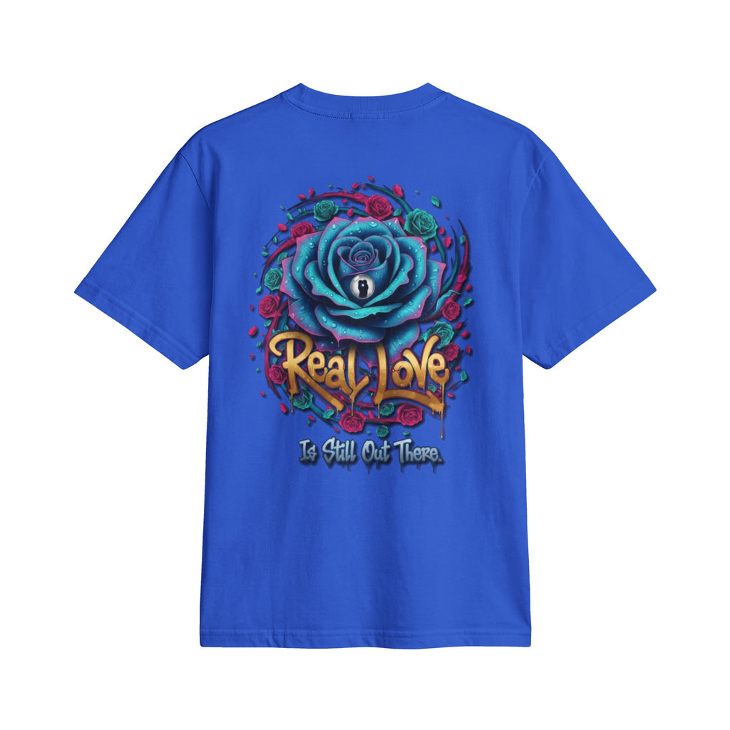 Graphic T-Shirt — 'Real Love' Blue Rose Street Art Tee