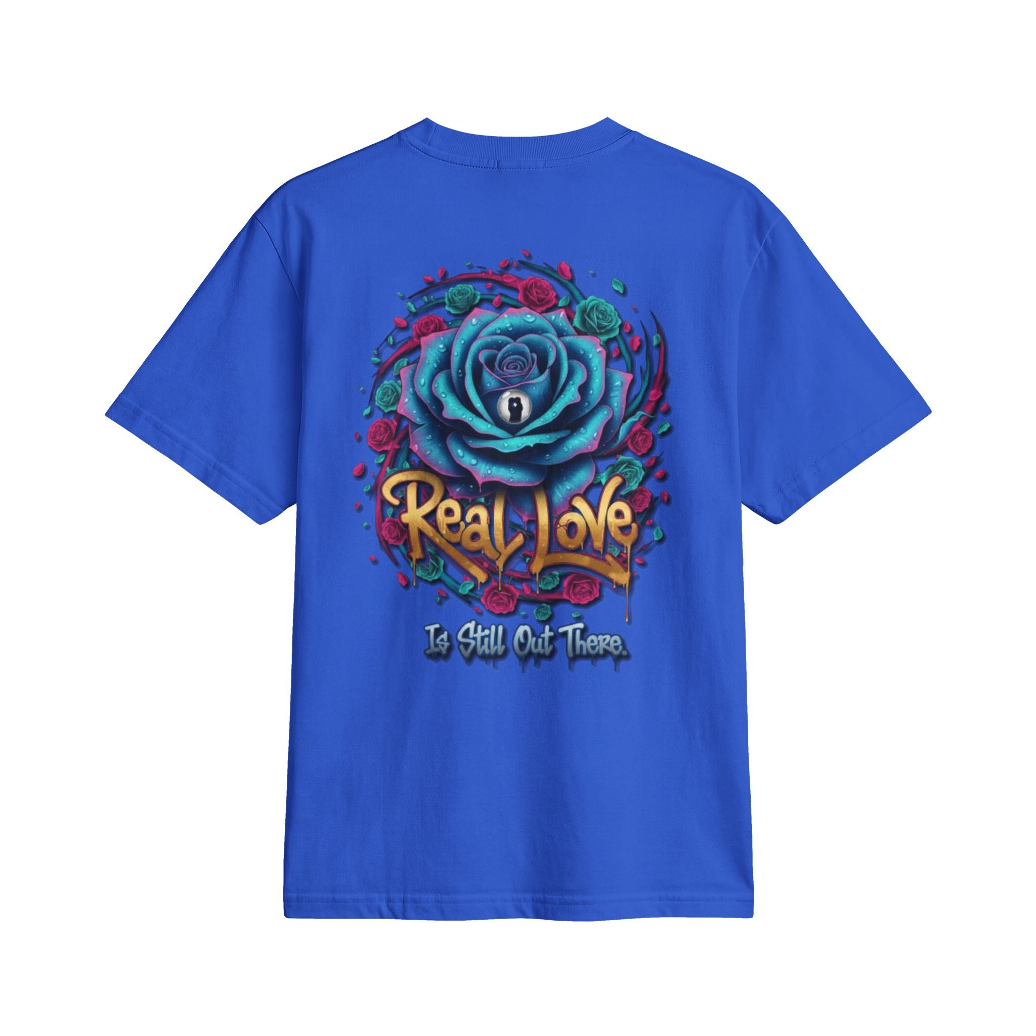 Graphic T-Shirt — 'Real Love' Blue Rose Street Art Tee