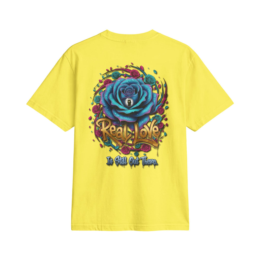Graphic T-Shirt — 'Real Love' Blue Rose Street Art Tee