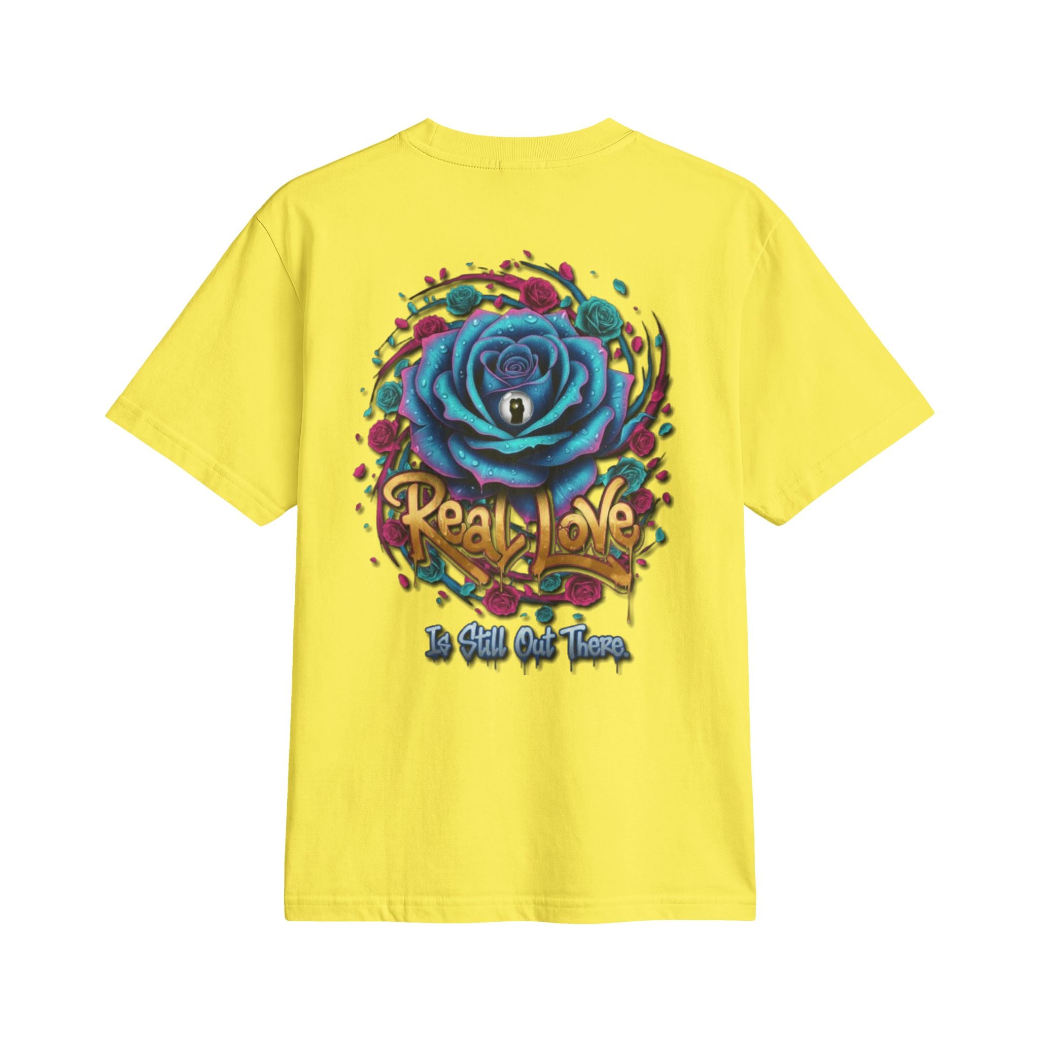 Graphic T-Shirt — 'Real Love' Blue Rose Street Art Tee