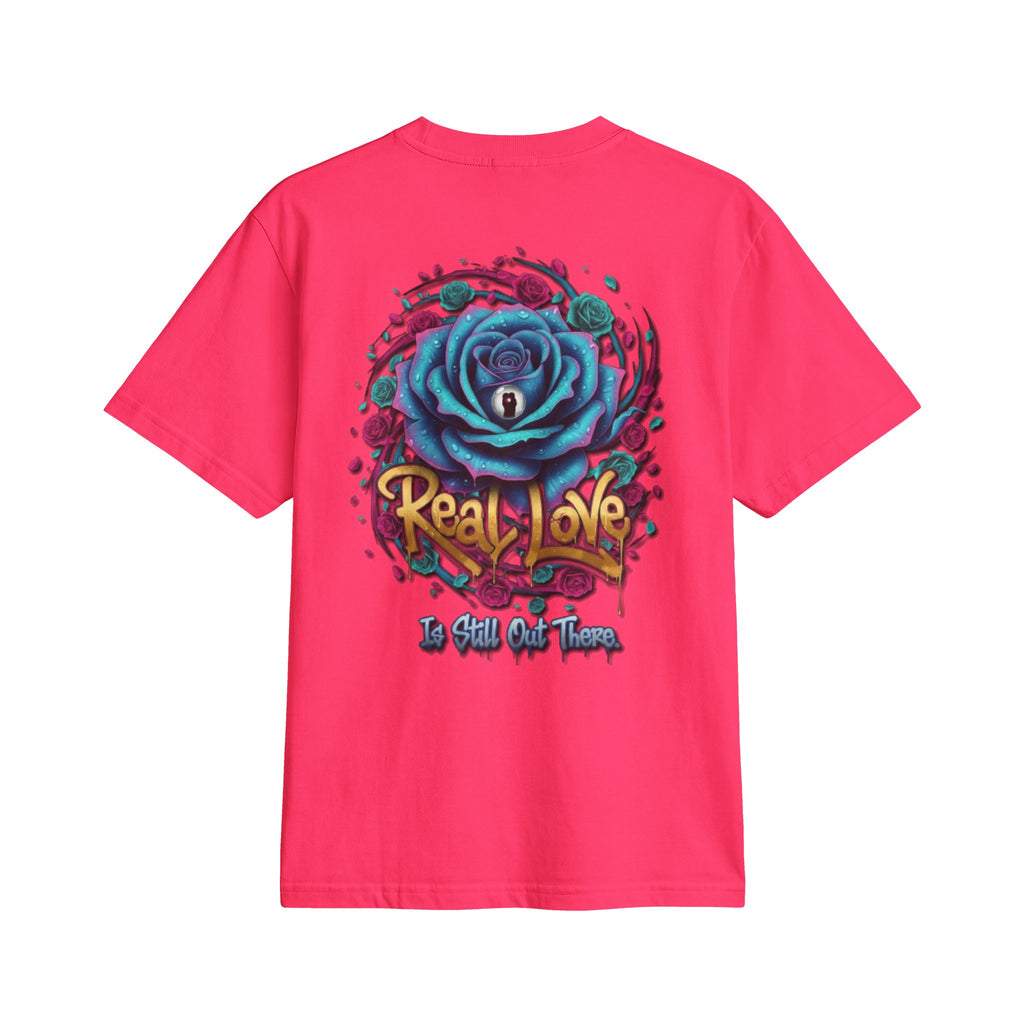 Graphic T-Shirt — 'Real Love' Blue Rose Street Art Tee