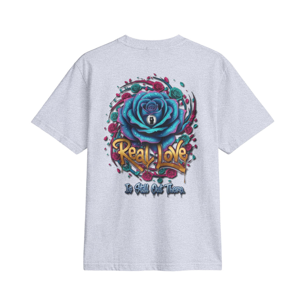 Graphic T-Shirt — 'Real Love' Blue Rose Street Art Tee