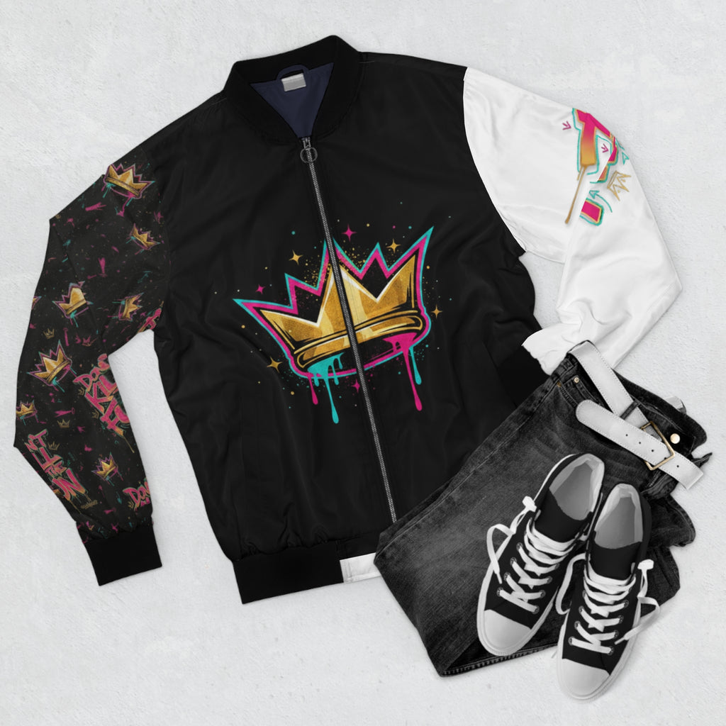 Graffiti Crown Bomber Jacket — "Don't Kill the Fun" Streetwear