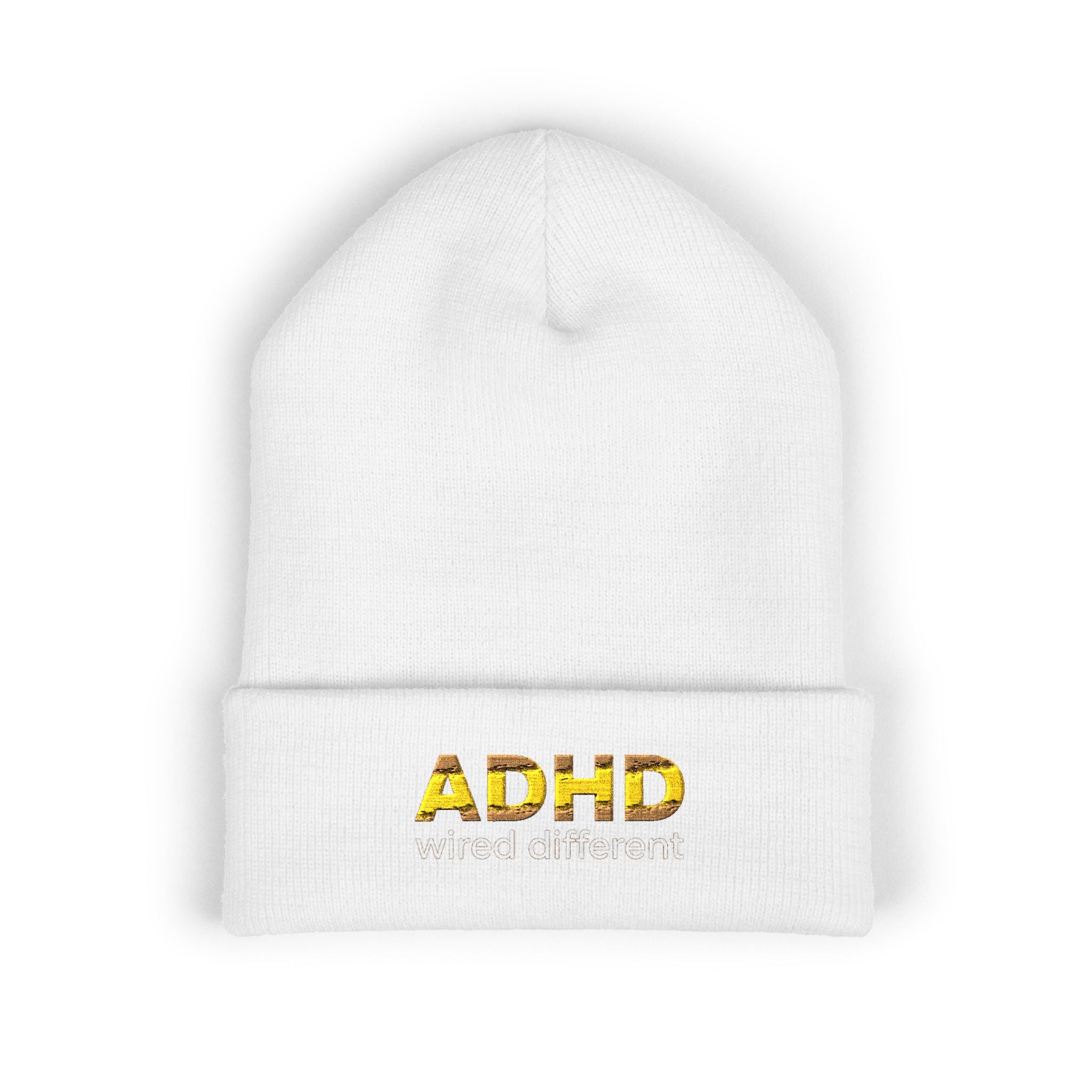 ADHD Embroidered Cuffed Beanie — Awareness Knit Hat