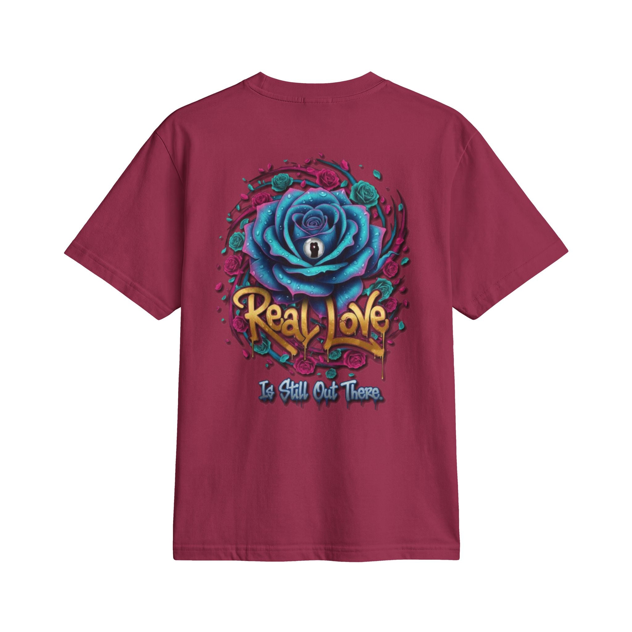 Graphic T-Shirt — 'Real Love' Blue Rose Street Art Tee