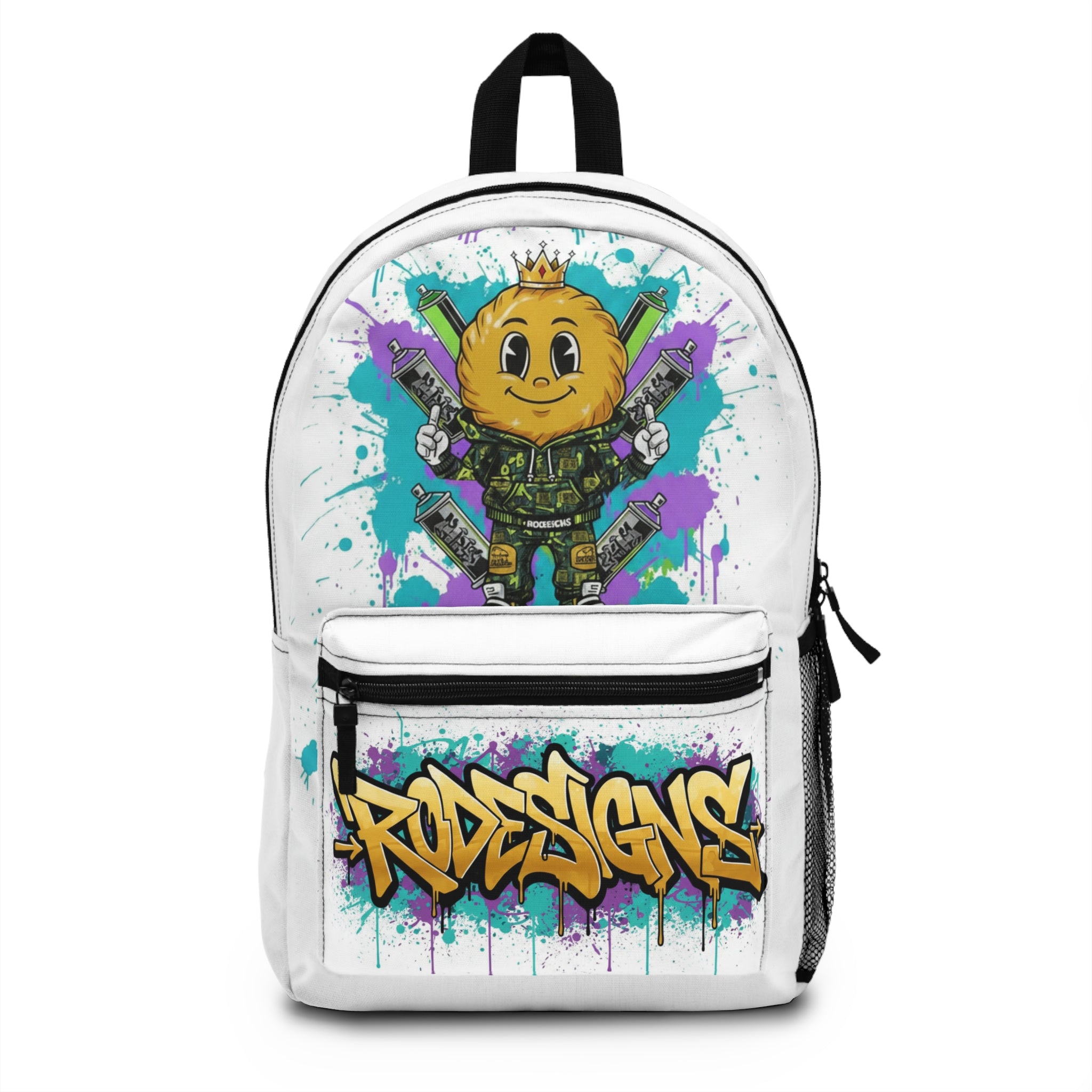 Graffiti Emoticon Soldier Backpack — Colorful Street Art Kids & Teens School Bag