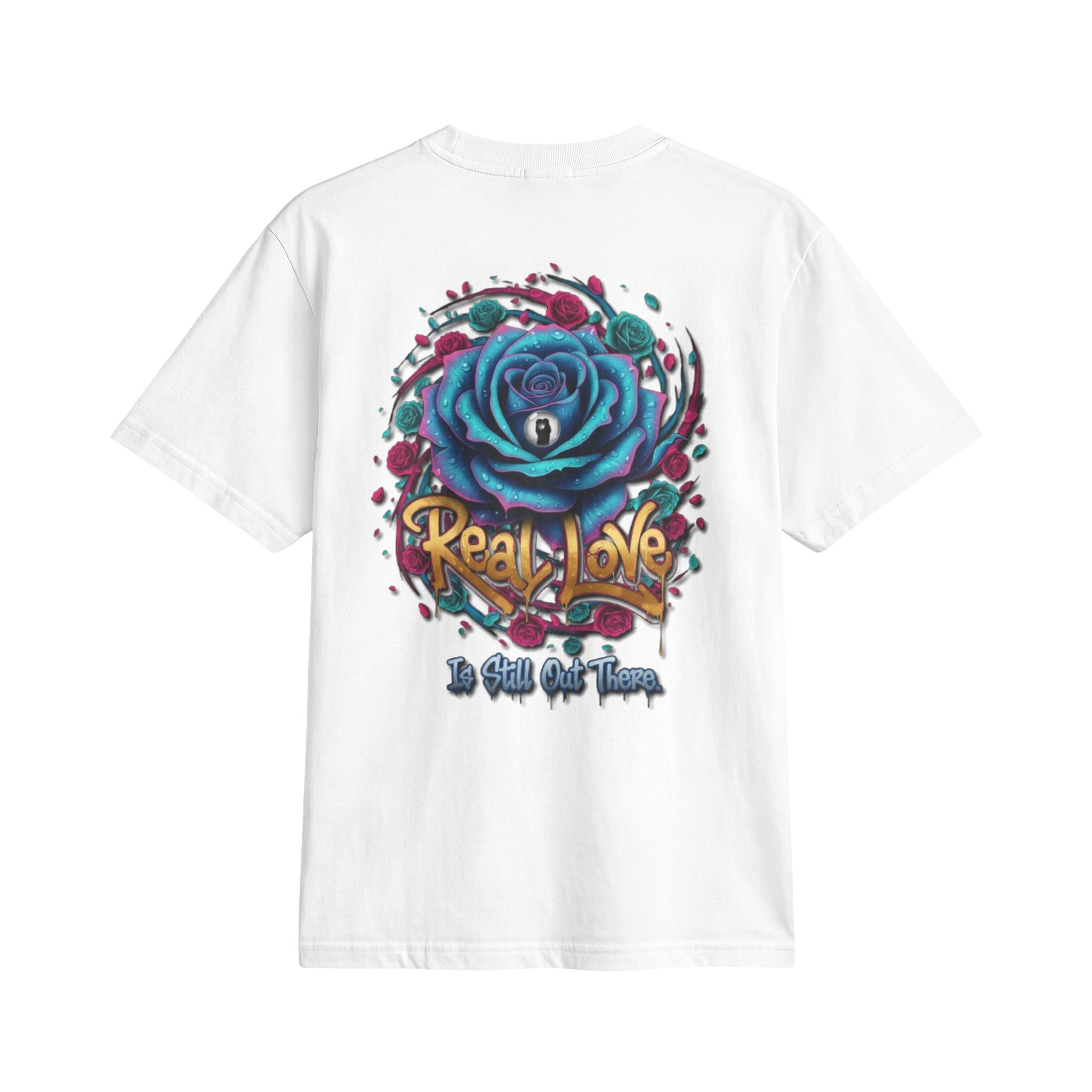 Graphic T-Shirt — 'Real Love' Blue Rose Street Art Tee