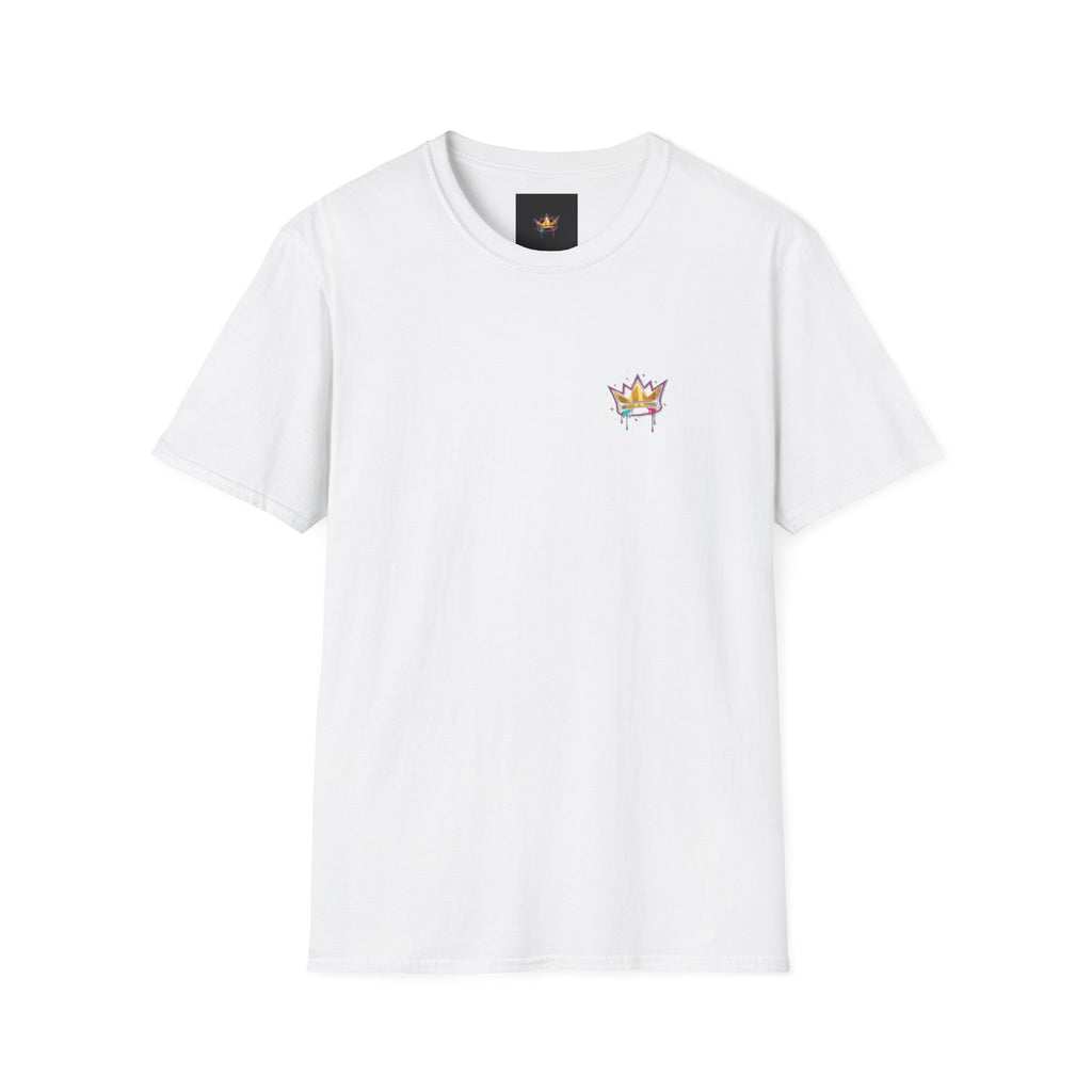 Crown Drip Graphic T-Shirt — Small Colorful Crown Chest Print