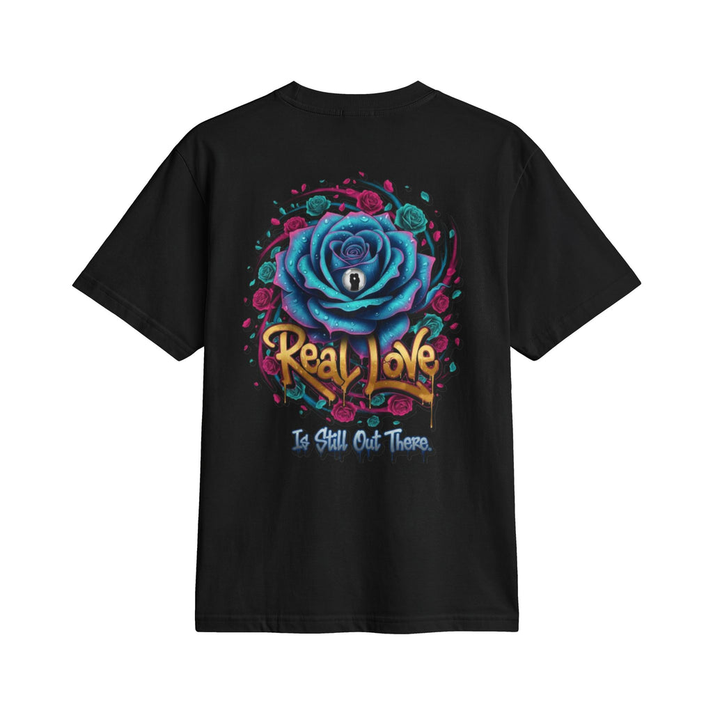 Graphic T-Shirt — 'Real Love' Blue Rose Street Art Tee
