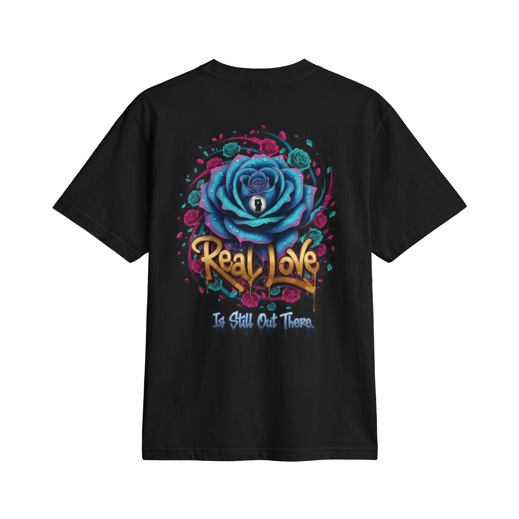Graphic T-Shirt — 'Real Love' Blue Rose Street Art Tee