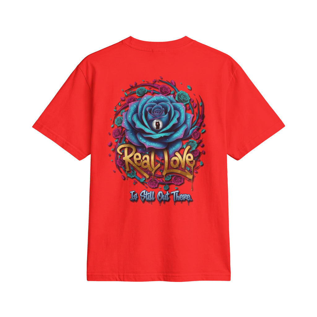 Graphic T-Shirt — 'Real Love' Blue Rose Street Art Tee