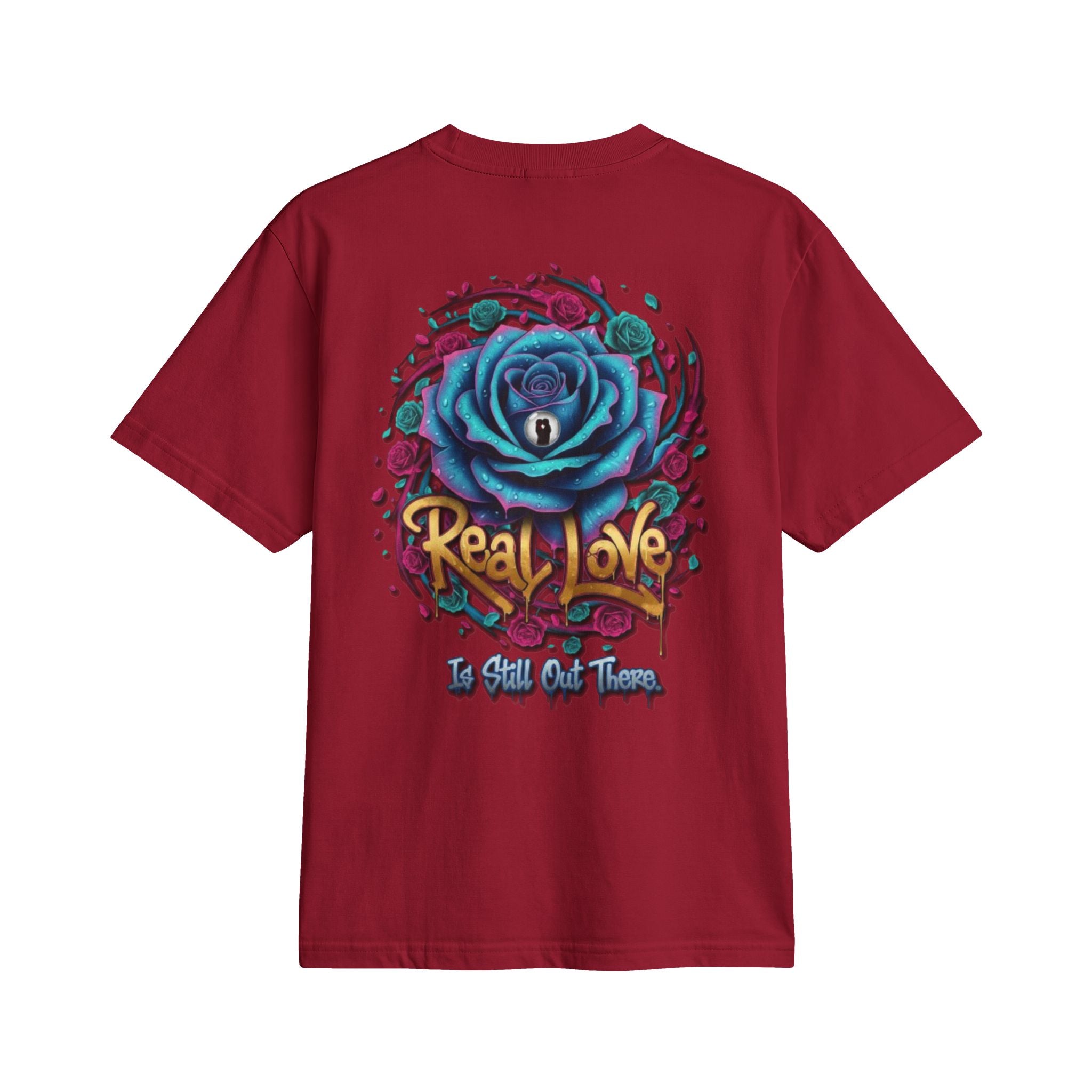 Graphic T-Shirt — 'Real Love' Blue Rose Street Art Tee