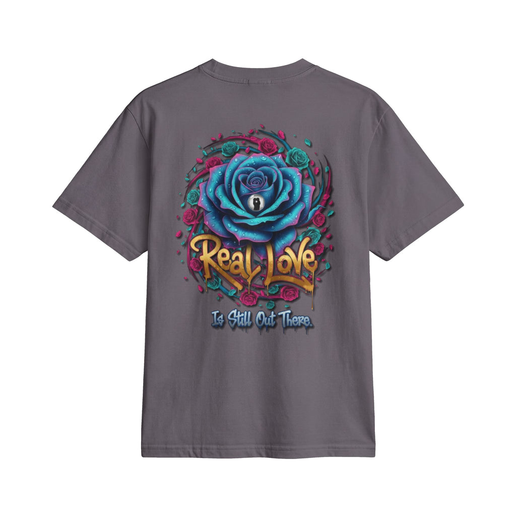 Graphic T-Shirt — 'Real Love' Blue Rose Street Art Tee