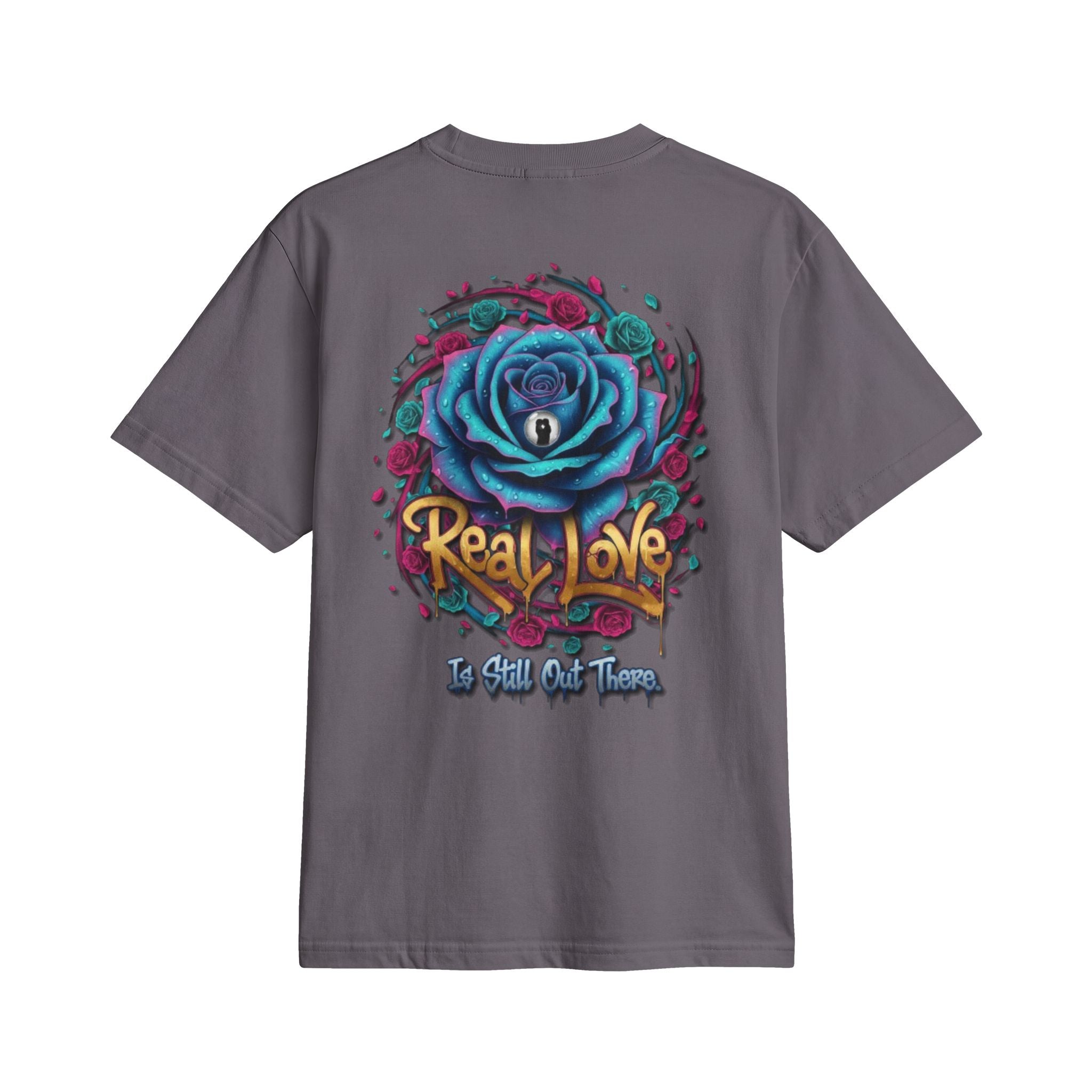 Graphic T-Shirt — 'Real Love' Blue Rose Street Art Tee