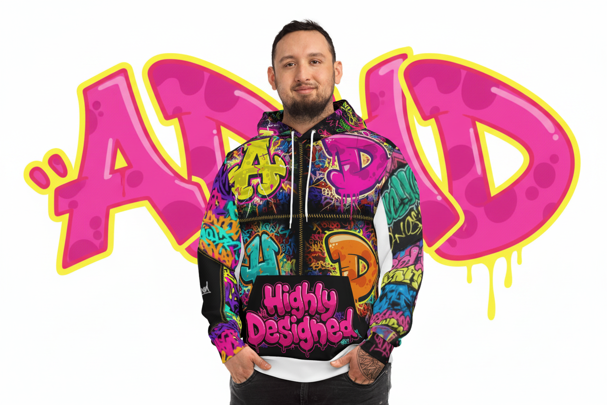 ADHD Hoodie with Background Text