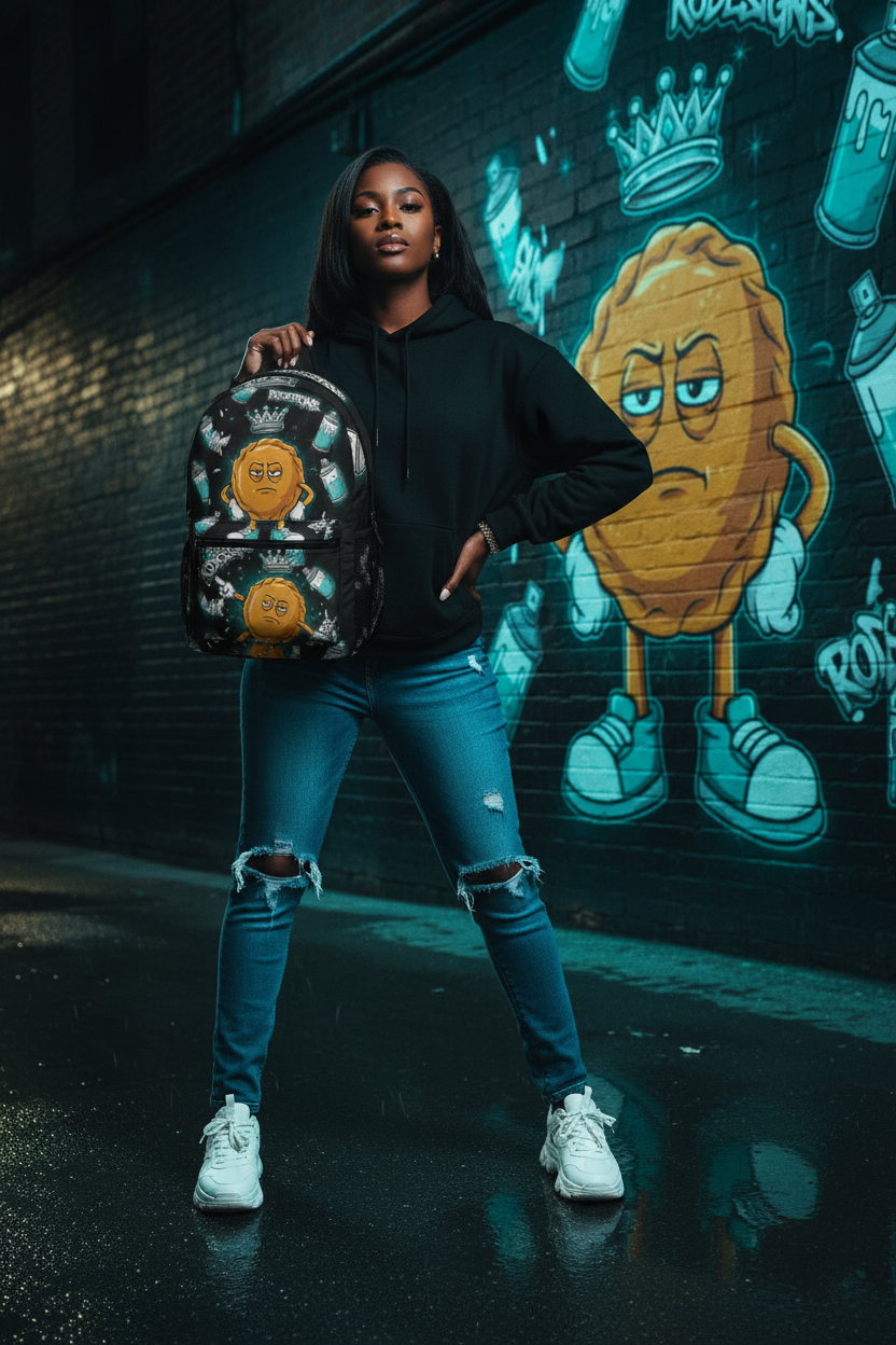 Black Woman Beside BEEFS Mural - Exact Backpack