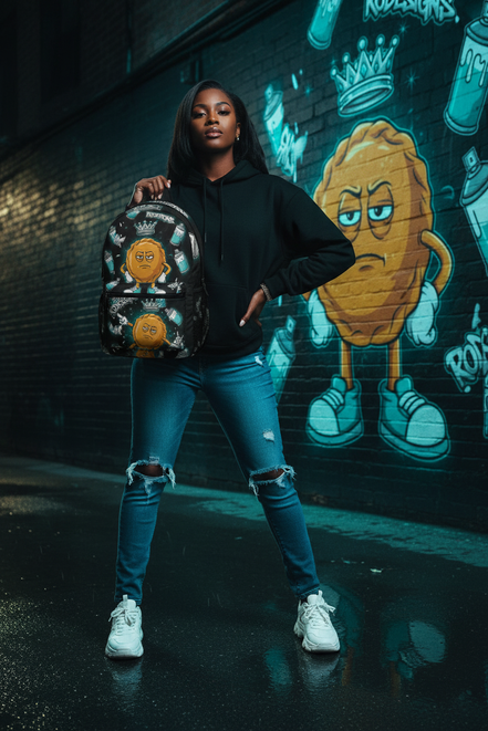 Black Woman Beside BEEFS Mural - Exact Backpack