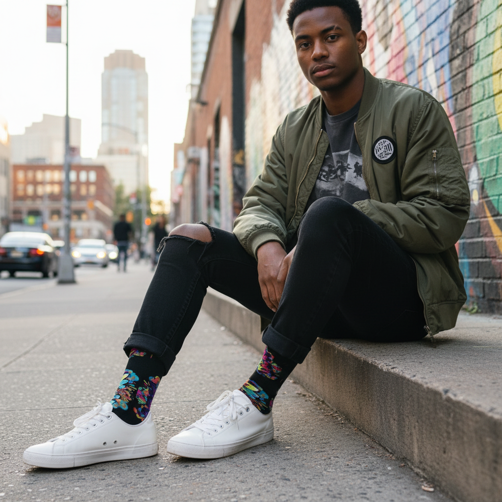 Dream Step Socks — Bold Street Art Crew Socks