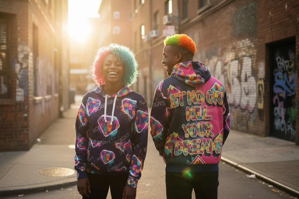 Excited dream energy front and back hoodie mockup
