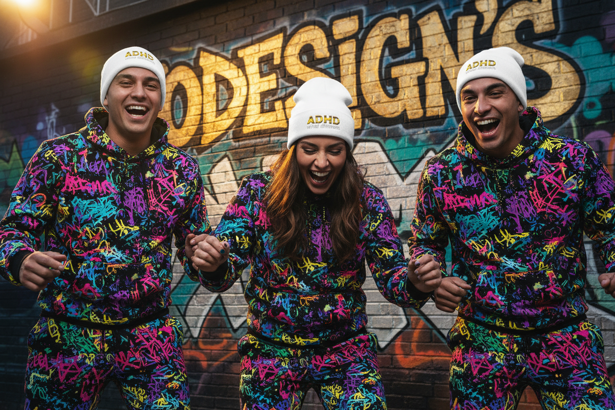 ADHD Embroidered Cuffed Beanie — Awareness Knit Hat