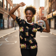Joy Graffiti All-Over Print Tee — Dance-Inspired Streetwear