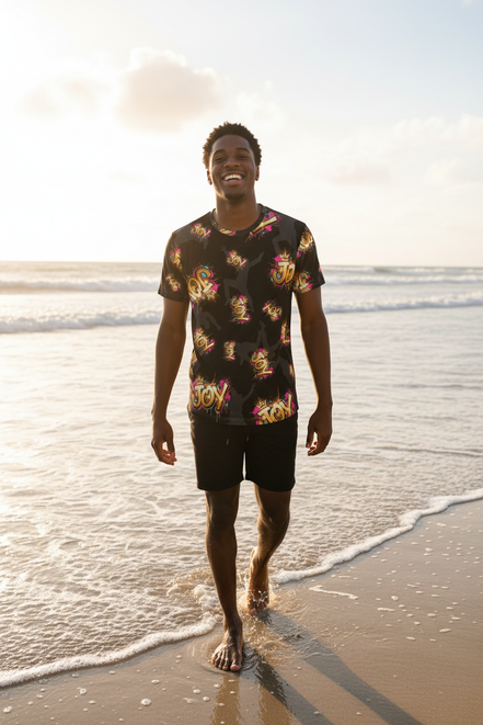 Joy Graffiti All-Over Print Tee — Dance-Inspired Streetwear