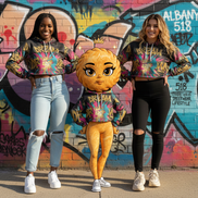 Real Models with Cartoon Miss BEEFS