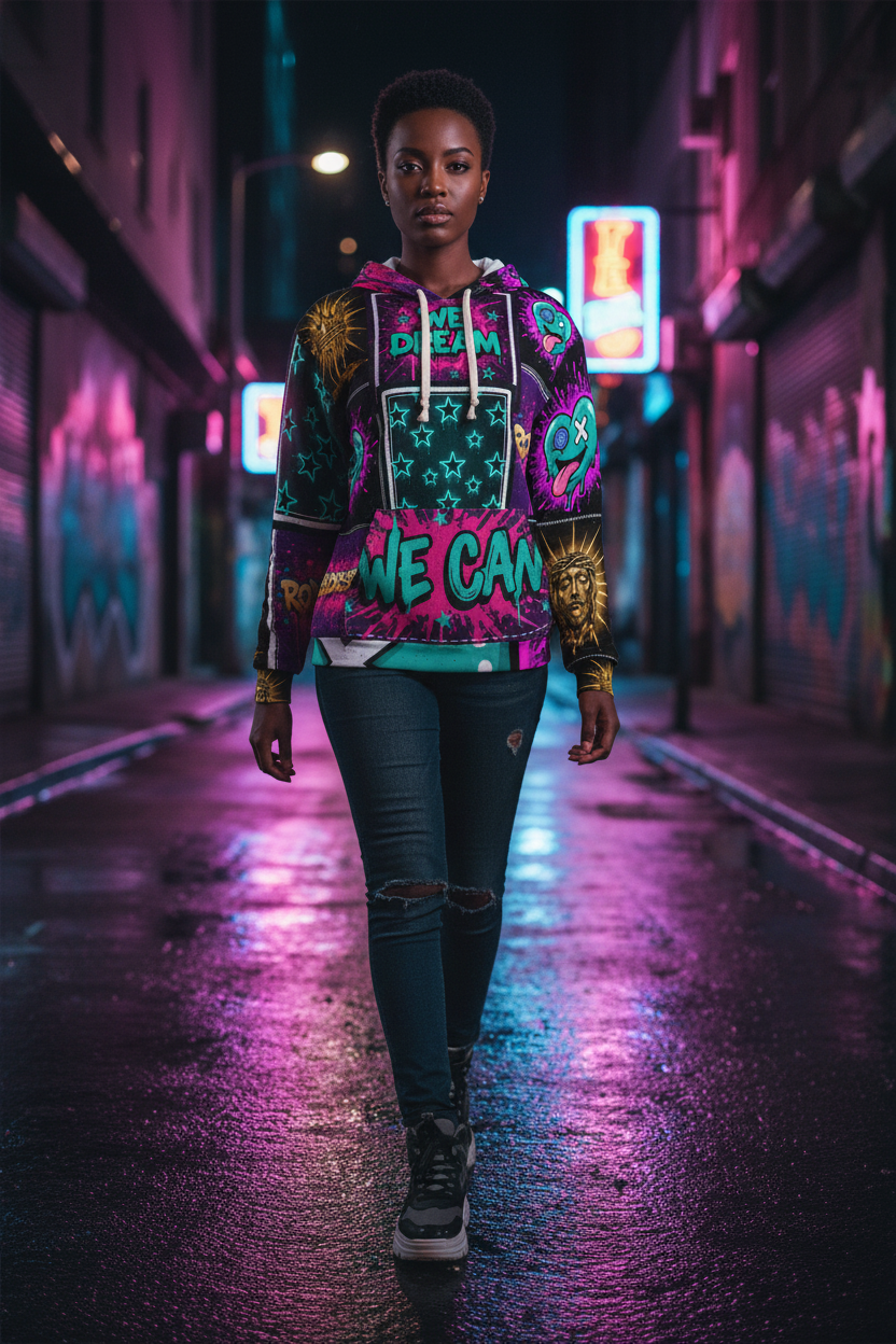 WE DREAM — Patchwork premium Pullover Hoodie