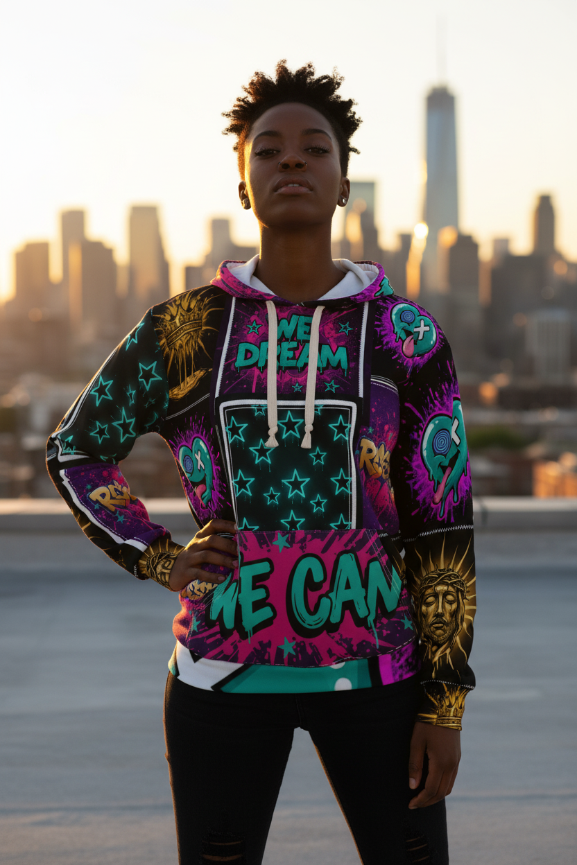 WE DREAM — Patchwork premium Pullover Hoodie