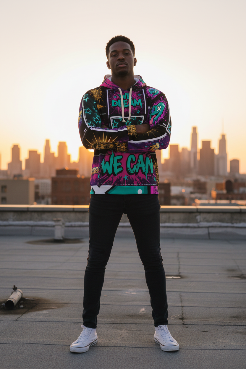 WE DREAM — Patchwork premium Pullover Hoodie