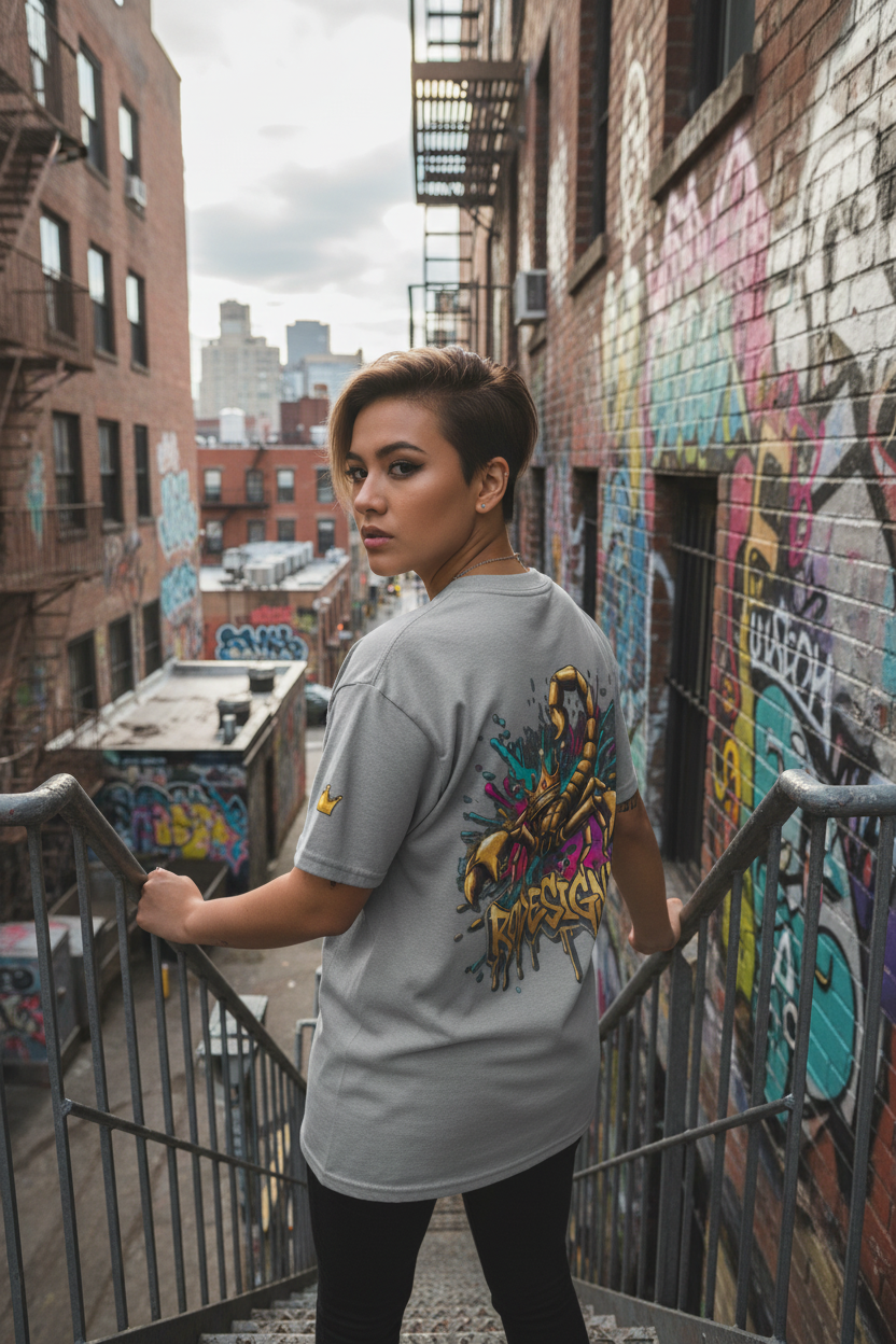 Woman Grey Fire Escape